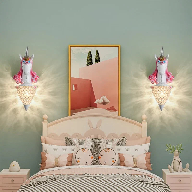 Nordic Unicorn Wall Lamp for Bedroom LED Decoration Light