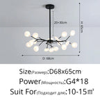 Branch Shape Firefly Ceiling Chandelier G4 Led Lighting Indoor Hanging Lamp