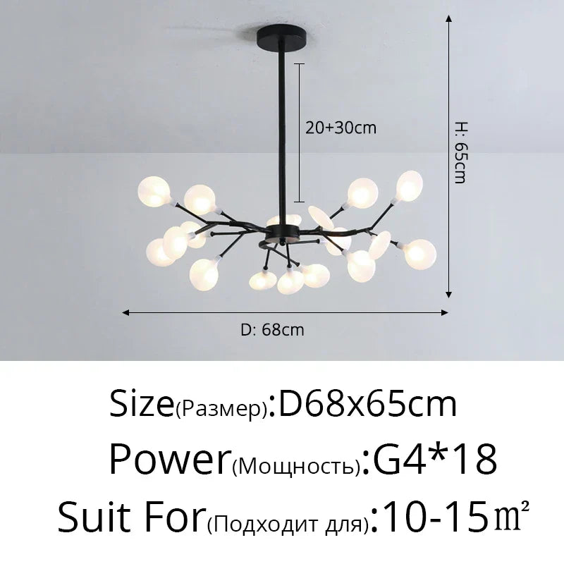 Branch Shape Firefly Ceiling Chandelier G4 Led Lighting Indoor Hanging Lamp