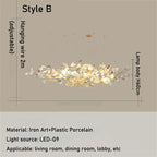 Luxe Ginkgo Leaves Chandelier Pendant Light for Living Room Bedroom