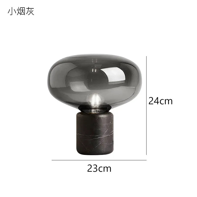 Marble Desk Lamp with Glass Ball Lampshade for Bedroom and Living Room