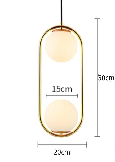 Modern Metal Glass Ball Pendant Lights for Living Room and Kitchen