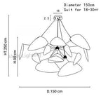 Leaf Grid Chandelier: Designer White Fabric Screen Suspension Lighting for Kitchen Island, Living Room, Bedroom