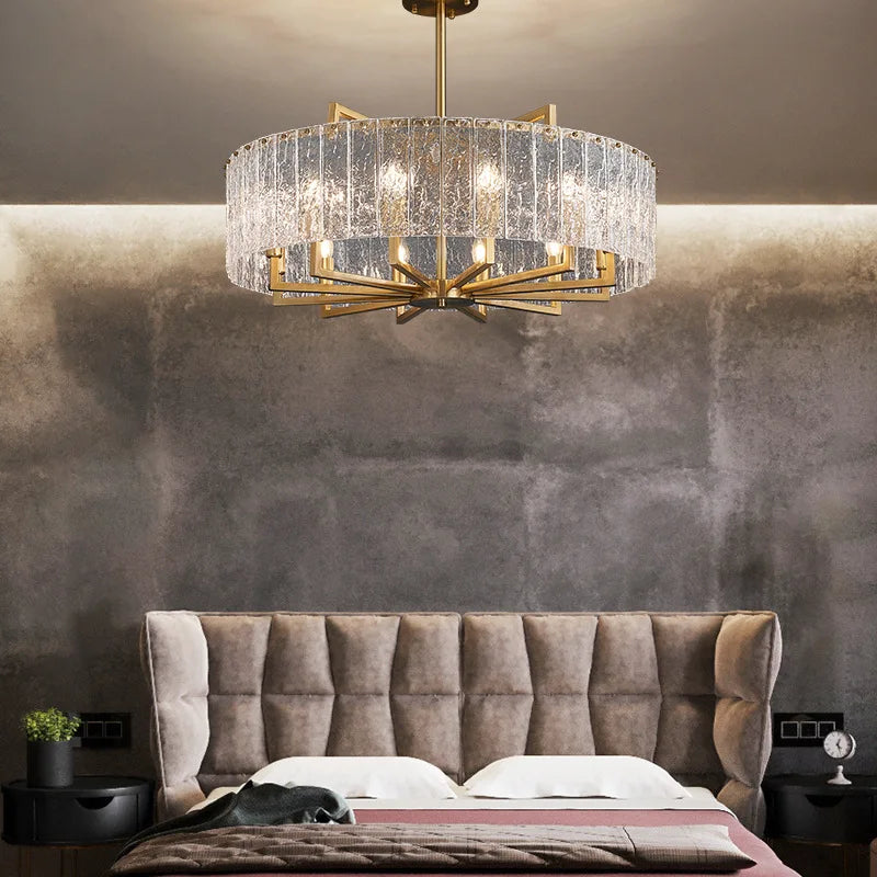 Luxury Water Ripple Glass Chandelier - LED Lighting Fixture for Home Decor