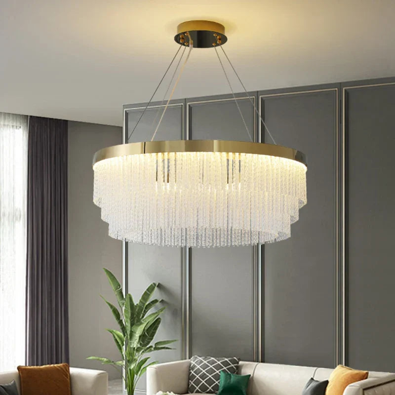 Crystal Luxury Hanging Ceiling Lamps LED Chandelier for Living Room Decor