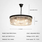 Retro Gold Black Metal Crystal Pendant Lights - Chain Hanging LED Lamp Fixtures