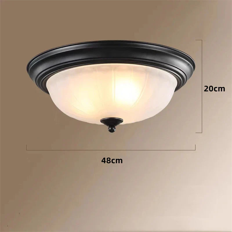 Black Bronze Ceiling Light with Frosted Glass Shade for Bedroom and Kitchen