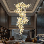 Ginkgo Biloba Chandelier: Elegant Duplex Living Room Hotel Lobby Pendant Light