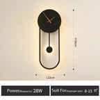 Nordic Wall Lamp Clock Modern Silent Bedroom Decor Lighting