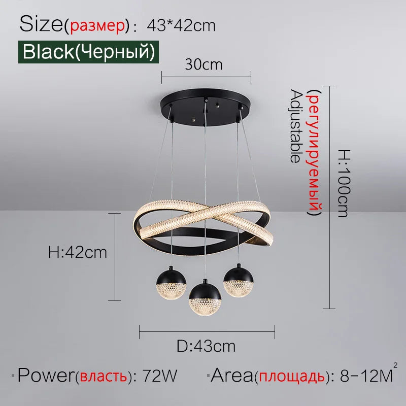 Modern Art Three-Head Chandelier for Dining Room and Bedroom