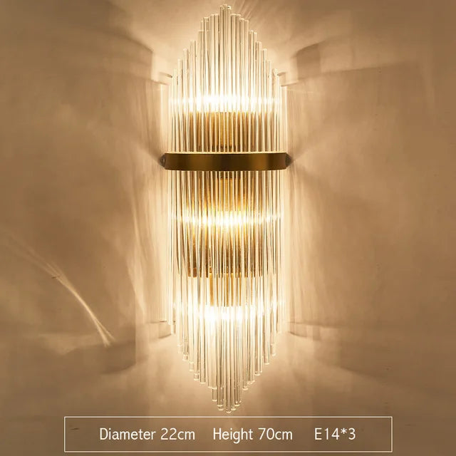 Crystal Wall Lamp: Elegant Golden LED Sconce for Bedroom, Living Room & Bathroom