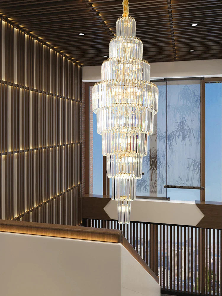 Crystal Pendant Chandelier for Hotel Lobby - Luxury Hollow Design - Nordic Villa Style