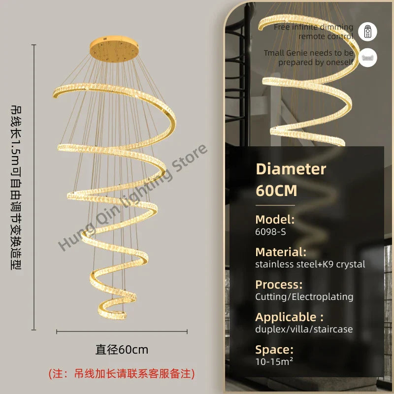 Crystal Pendant Chandelier for Living & Dining Room Lighting