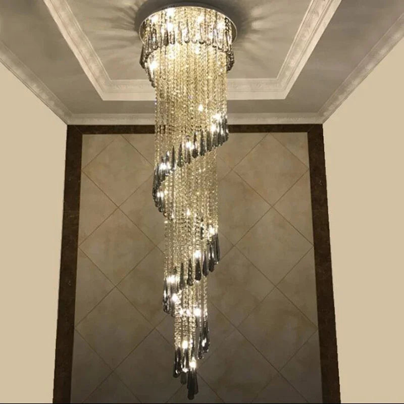 Smoky Gray Crystal LED Chandelier for Luxurious Interior Lighting