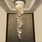 Smoky Gray Crystal LED Chandelier: Luxury Long Stairway & Corridor Lighting
