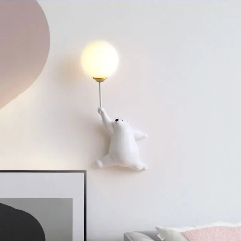 Polar Bear LED Sconce: Creative Wall Lighting for Family Theme Hotel Kid Children Bedroom