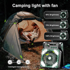 Solar Fan Camping Light: Portable Desk Lamp, 4 Speeds, Rechargeable for Outages & Outdoor Retreats