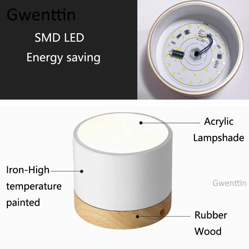 Wood Ceiling Light: Modern Nordic Kitchen Living Room LED Spotlight Fixture