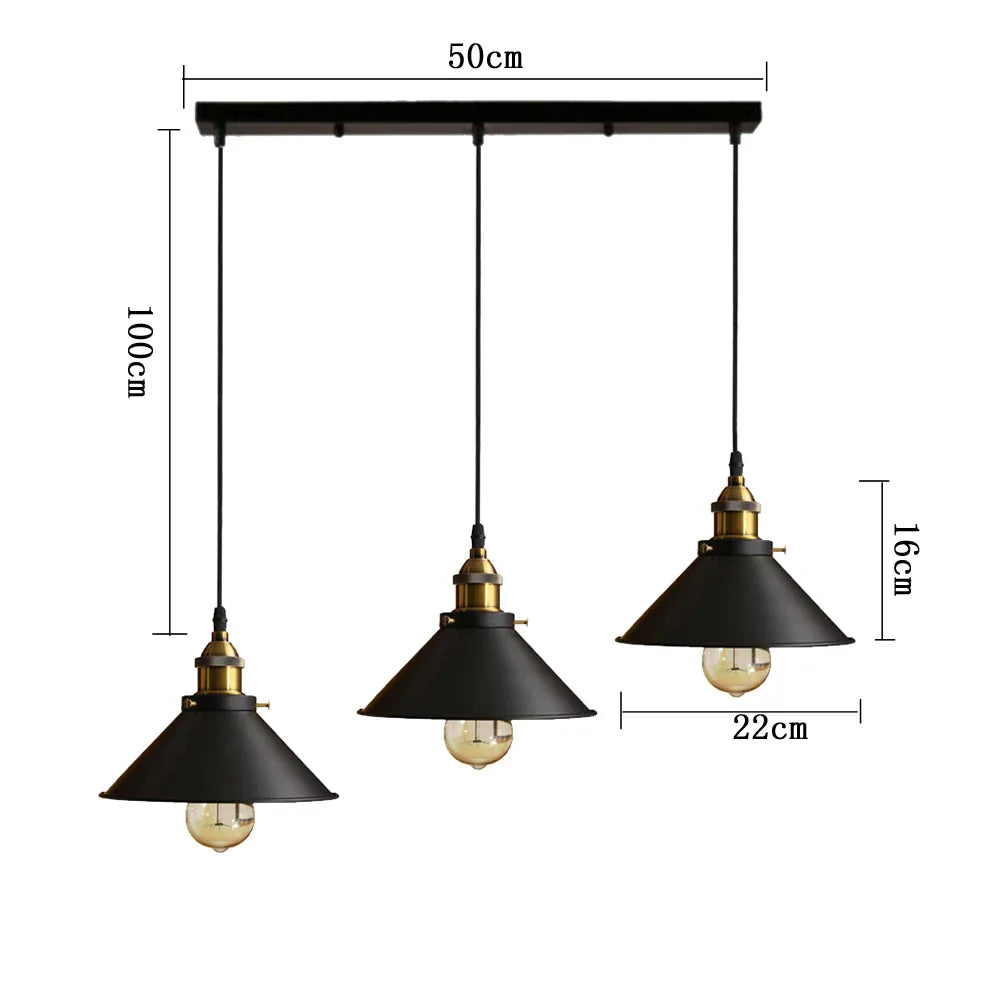 Retro Industrial Pendant Ceiling Lamp E27 LED Chandelier Loft Light for Home Living Room