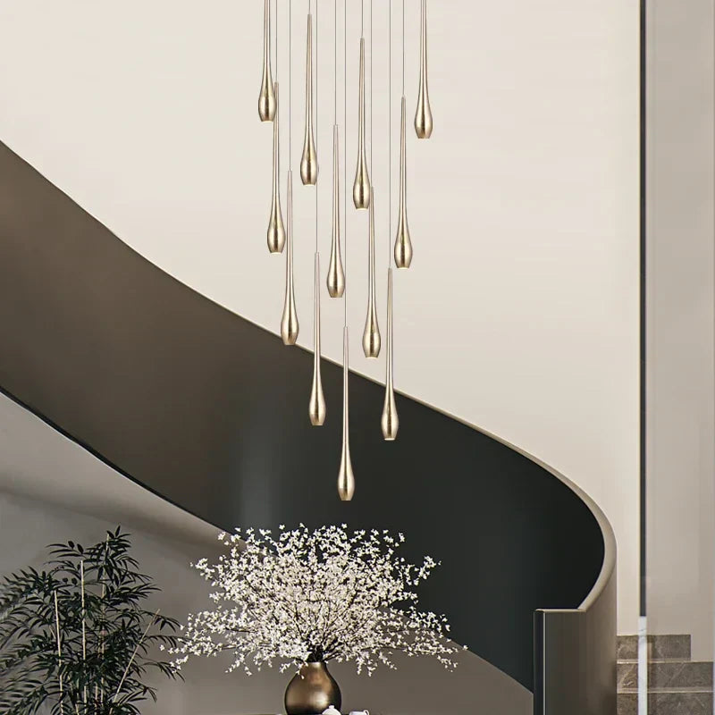 Gold-Plated Modern Chandeliers for Living Room, Staircase, Restaurant, Kitchen