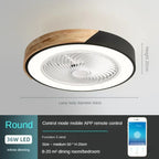Wood Ceiling Fan Light with Remote Control & Dimmable LED - Modern Low Profile