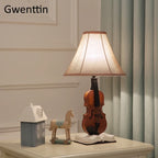 Kids Violin LED Table Lamp for Bedroom - Modern Fabric Stand Light