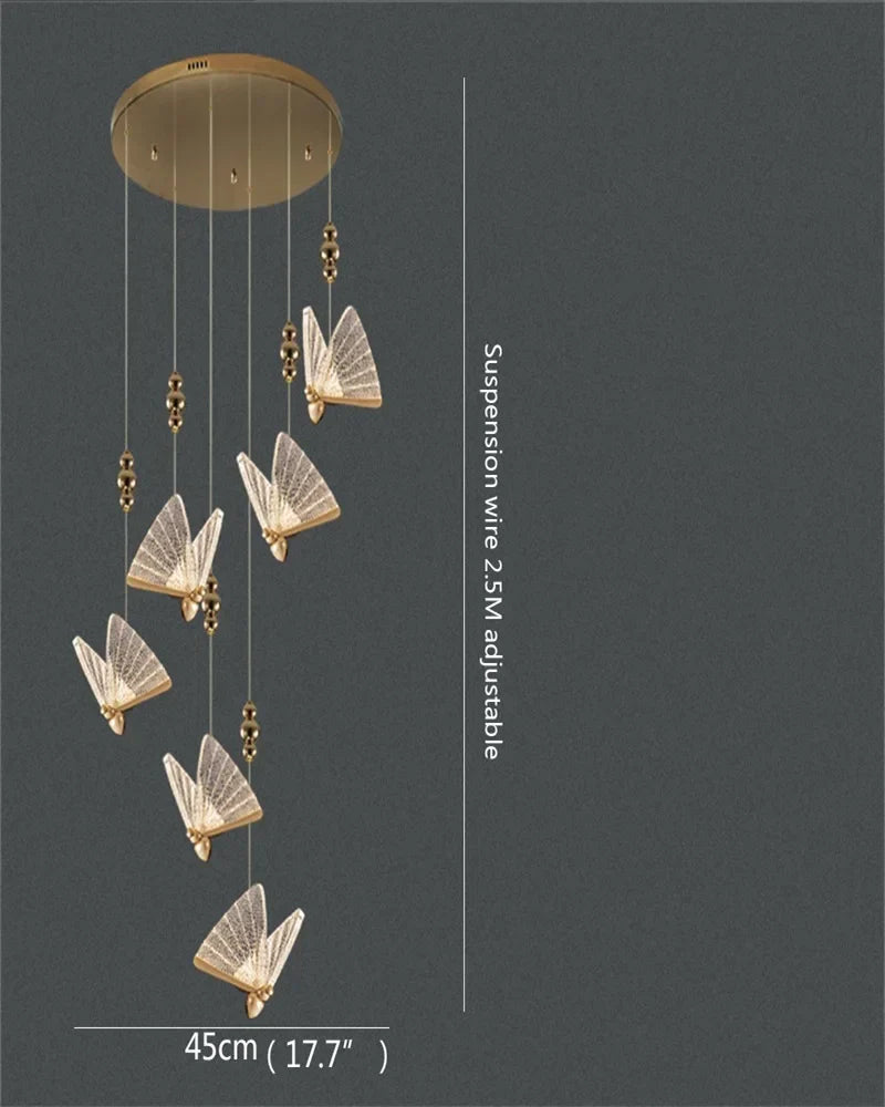 Butterfly LED Chandelier: Modern Hanging Light for Home, Bedroom, Coffee Store & More
