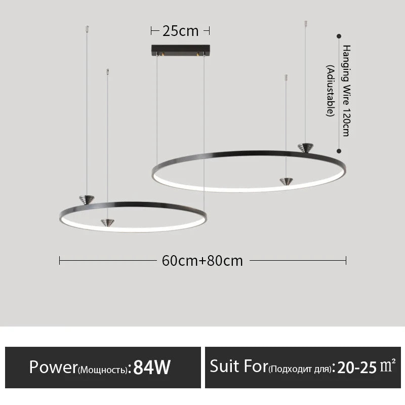 Circular All-Copper Italian Style LED Pendant Lamp for Living Room and Bedroom