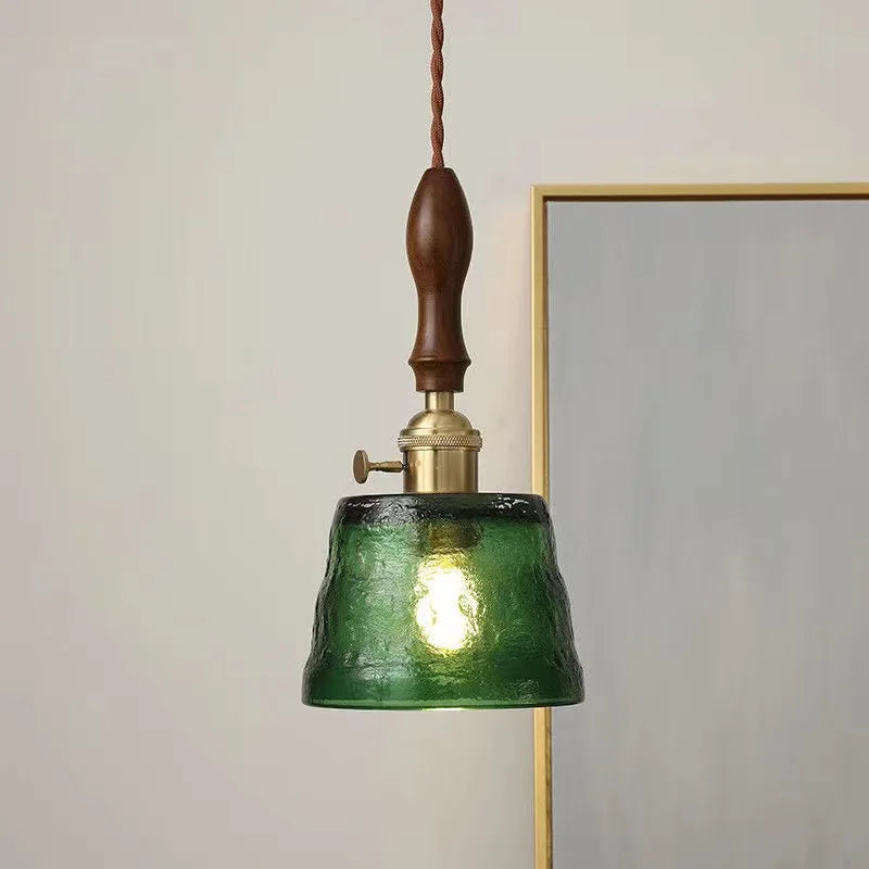 Nordic Wooden Glass Pendant Chandelier for Bedroom Living Dining Room