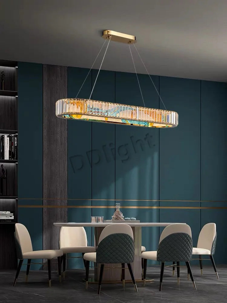 Luxury Crystal Glass Ceiling Light with LED Ring for Modern Villa Decor