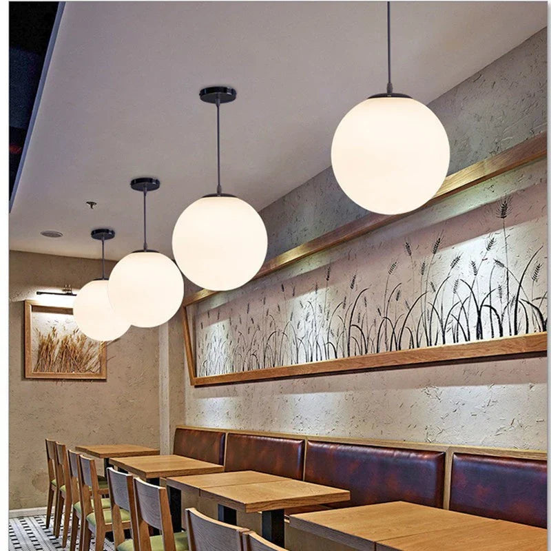 Nordic Glass Pendant Lights - White Ball Hanging Lamps for Home Decor