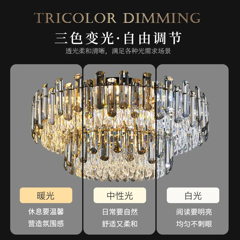 Modern Crystal Ceiling Lamp | Luxury Bedroom & Living Room Gold Light Fixtures