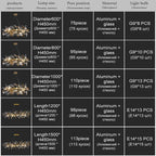 Round Glass Leaf Crystal Branch Chandelier for Bedroom, Living Room, Dining Room