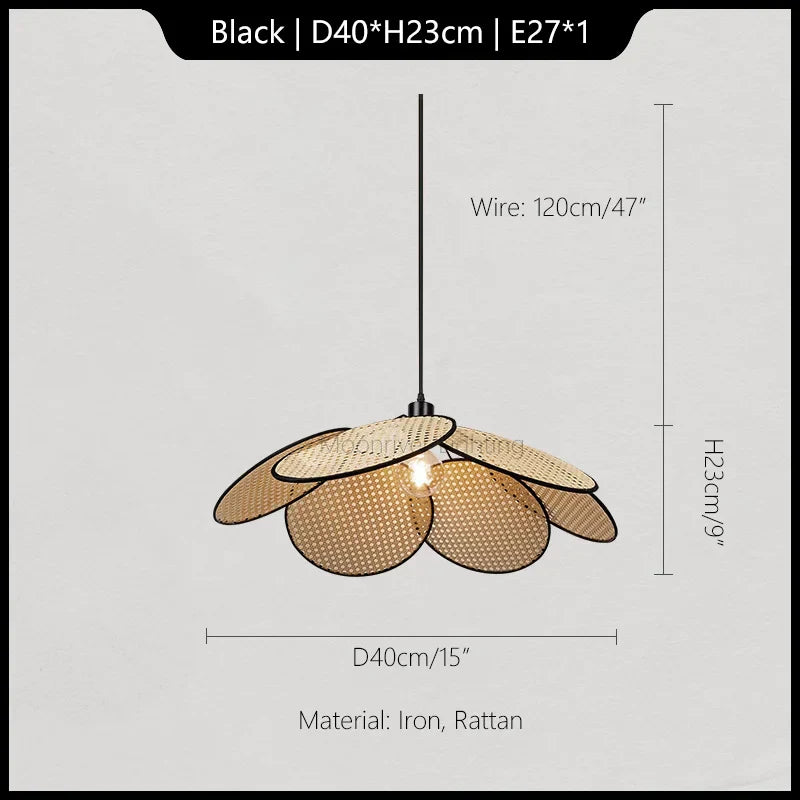 Rattan Chandelier Korean Style Pendant Light for Home Decor and Kitchen