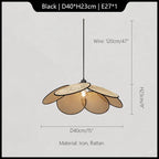 Rattan Chandelier Korean Style Pendant Light for Home Decor and Kitchen