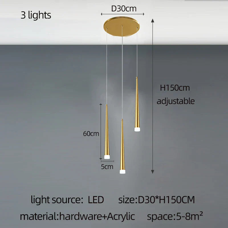 Modern LED Tapered Chandelier for Living Room, Kitchen, and Hall