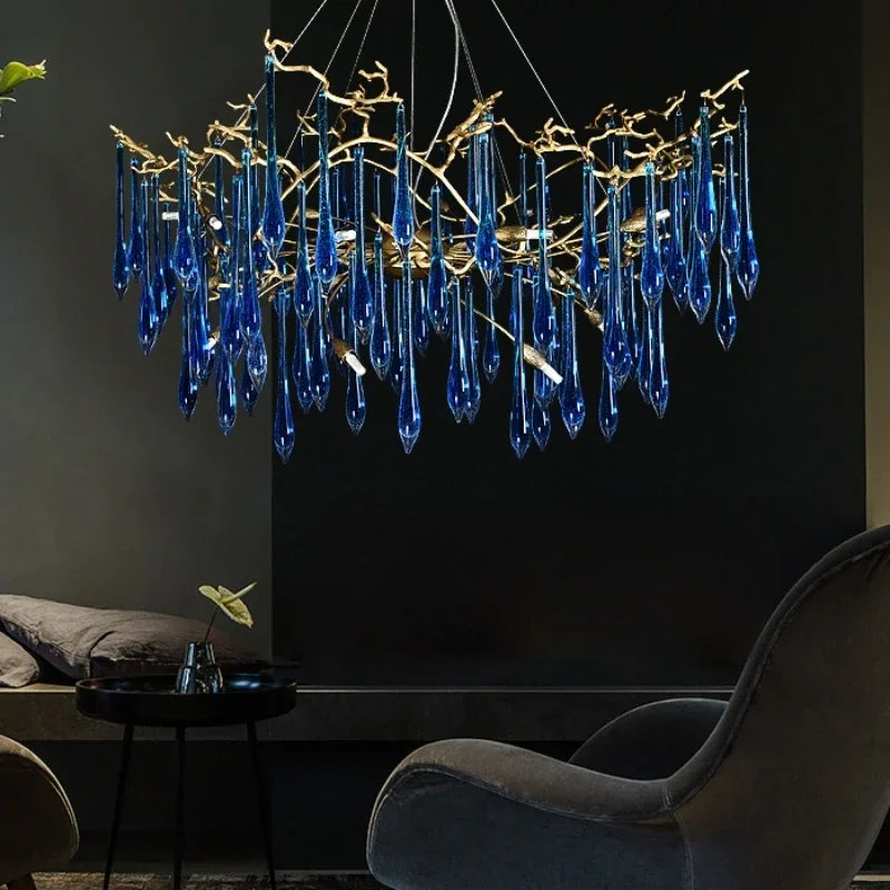 Copper Crystal Chandelier: Customizable LED Lighting for Luxury Living Rooms