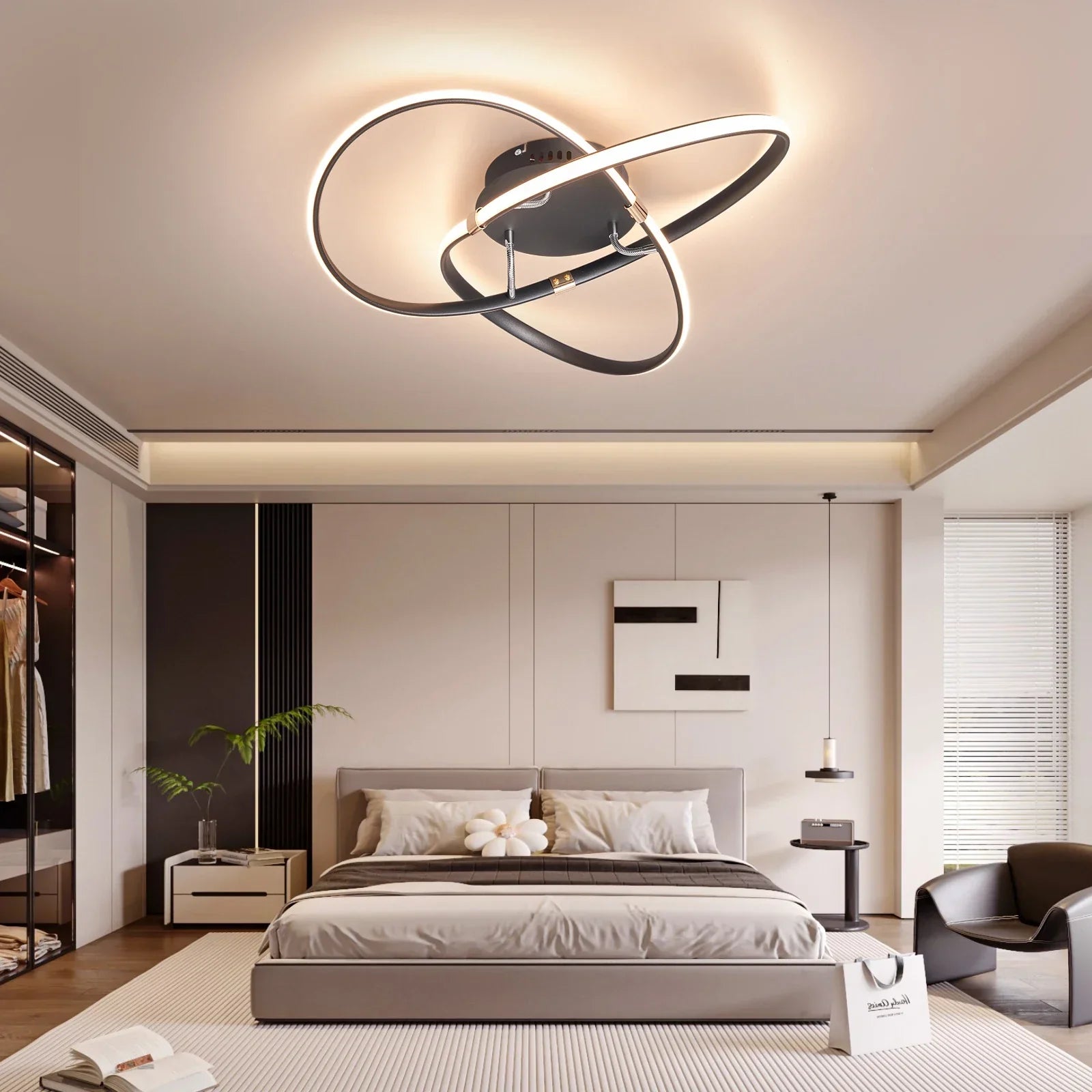 Modern Smart LED Ceiling Lights | Black/Chrome/Gold for Living Room, Bedroom, Study
