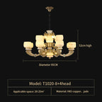 Chinese Jade Chandelier: Elegant All-Copper Lighting for Living Room, Bedroom, Dining Hall