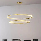 Modern Steel Dimmable LED Chandelier: Remote Control Stair Lustre Pendant Lights