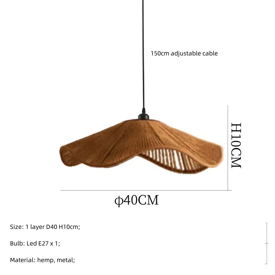 Japanese Hemp Knit Pendant Light E27 LED Lamp - Nordic Wabi Sabi Style