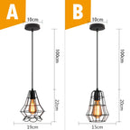 Black Metal Cage Pendant Light - Vintage Industrial Loft Kitchen Lighting