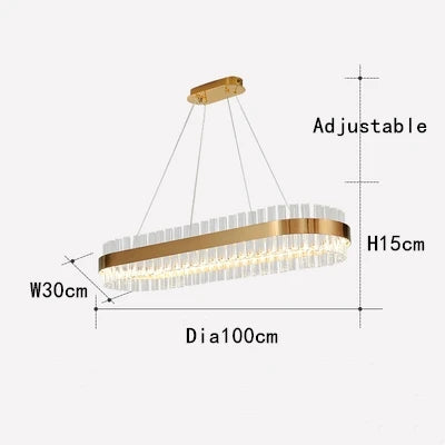 Crystal Chandelier LED Ring Lamp for Dining Room Center Living Restaurant Decor