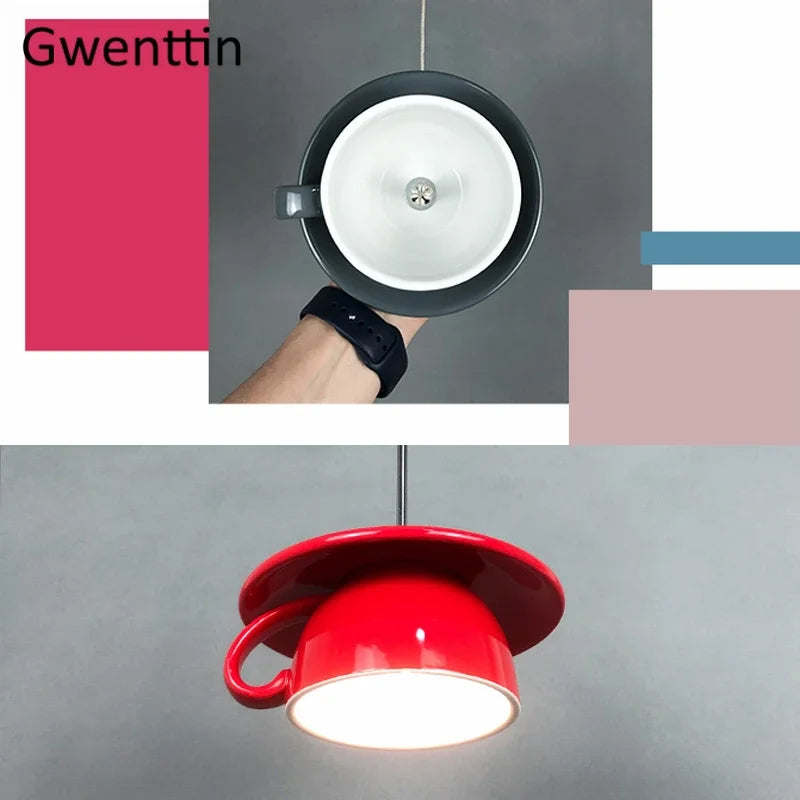 Ceramic Cup Pendant Light: Stylish LED Hanging Lamp for Home Decor and Kitchen