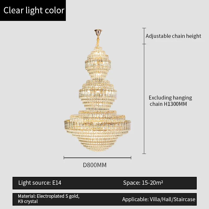 European Crystal Duplex Chandelier for Elegant Living Room and Villa décor.