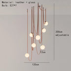 Modern Leather Chandelier LED Staircase Pendant Lamp for Hotel Living Room