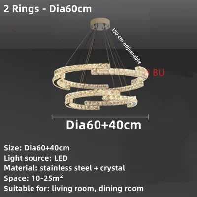 Crystal Ceiling Chandelier: Modern Stainless Steel LED Indoor Lighting for Living Room & Bedroom