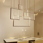Modern LED Rectangle Pendant Chandelier for Living Room Dining Room Stair Loft Lighting