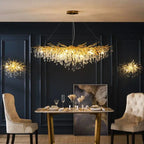 Water Drop Crystal Golden Chandelier for Living Room and Hotel Hall