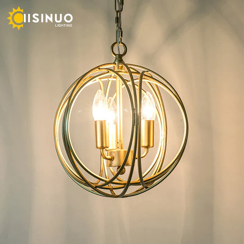 Gold Globe Chandelier Pendant Light for Living Room & Dining Room
